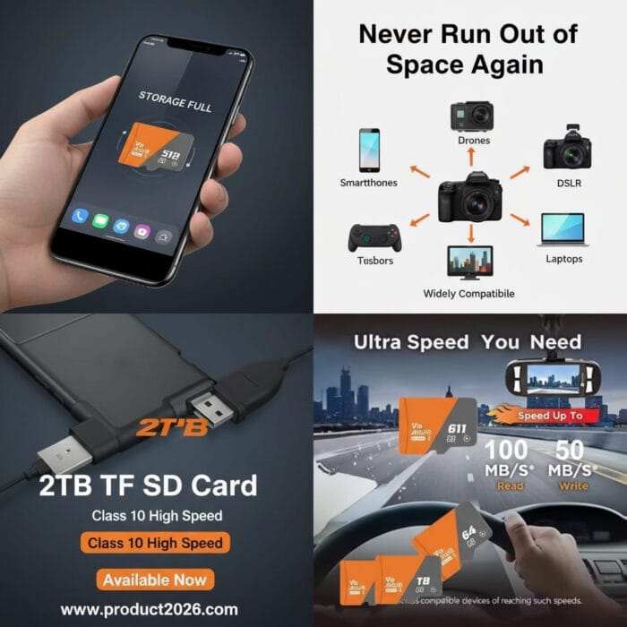 2TB Micro SD Card – Ultra Fast Class 10 TF Memory Card for Phone, Camera & PC Etc. (128GB–2TB Available) - Image 2