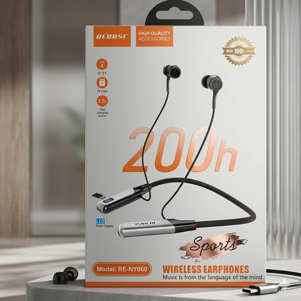 Recrsi RE-NY060 Wireless Neckband 200 Hours Playback